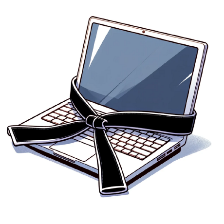 黒帯を巻いたノートPC ― 武道×テクノロジー